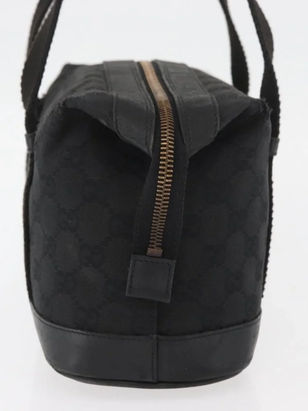 GUCCI GG Canvas Hand Bag Black Gold 92734 Auth bs34247